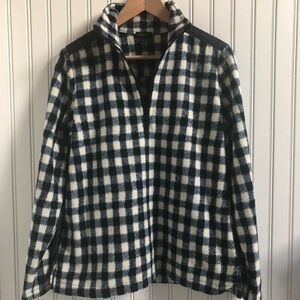Talbots Gingham Check Quarter Zip Fleece